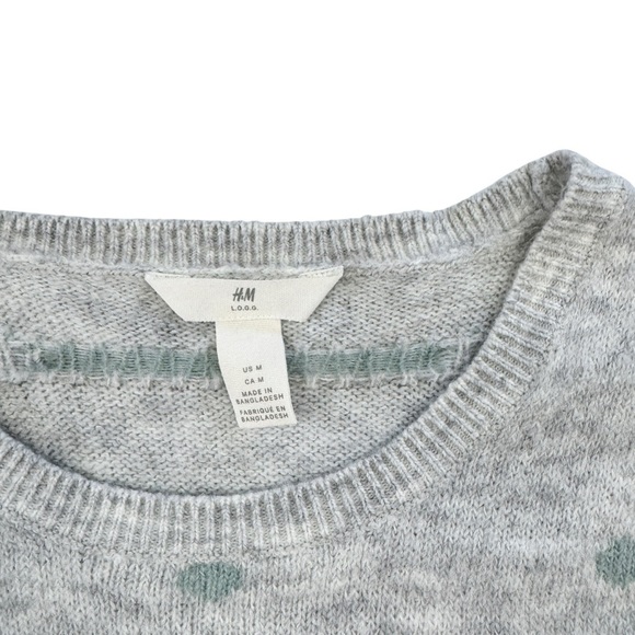 H&M Grey Wool Blend Polka Dot Sweater M - Picture 3 of 7
